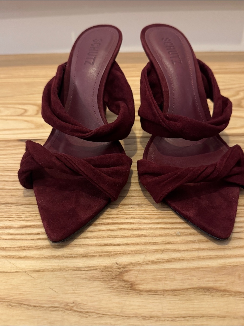 Schutz Women's Burgundy Strappy Pointed-Toe Heels